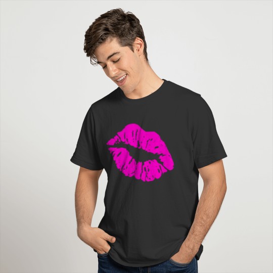 ټ♥Hot Neon Pink Luscious Kissy Lips-Muah XXX♥ ټ T-shirt
