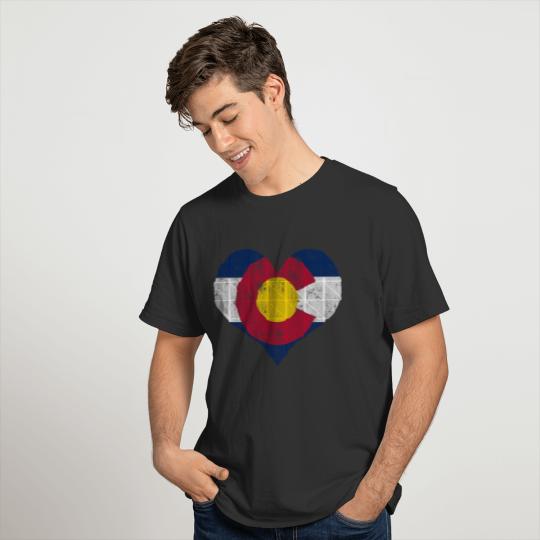 Vintage Fade Colorado Flag Heart T-shirt