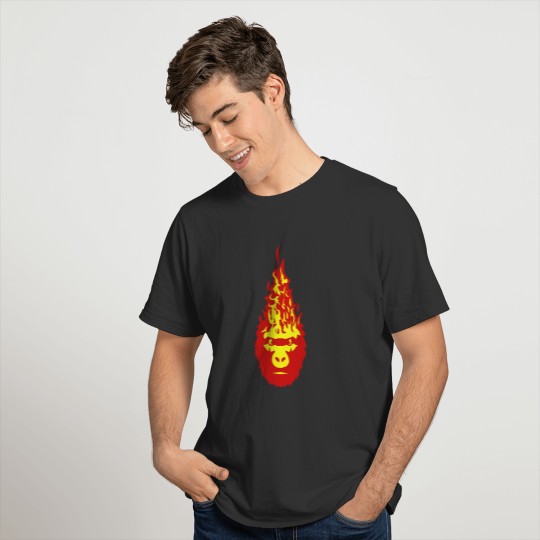 gorilla fire flame head 3102 T-shirt