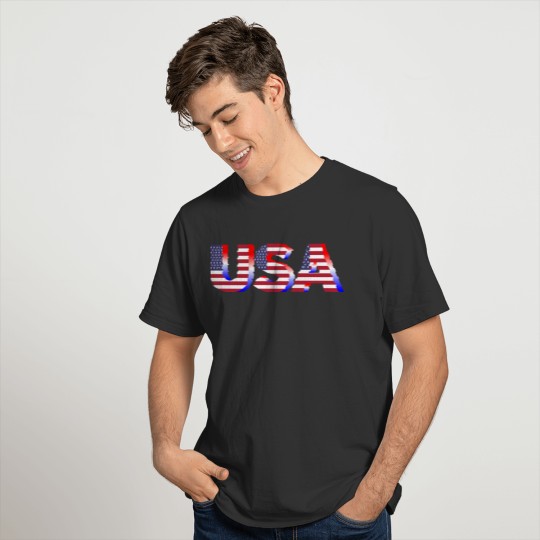 USA Flag Typography Red White And Blue No T-shirt