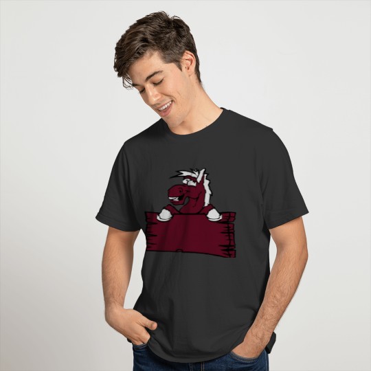 holzschild funny comic cartoon horse wall shield t T Shirts