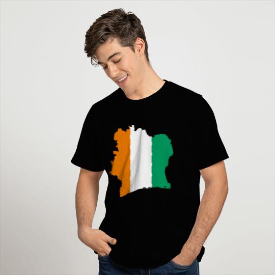 Ivory Coast Flag Map With Stroke T Shirts