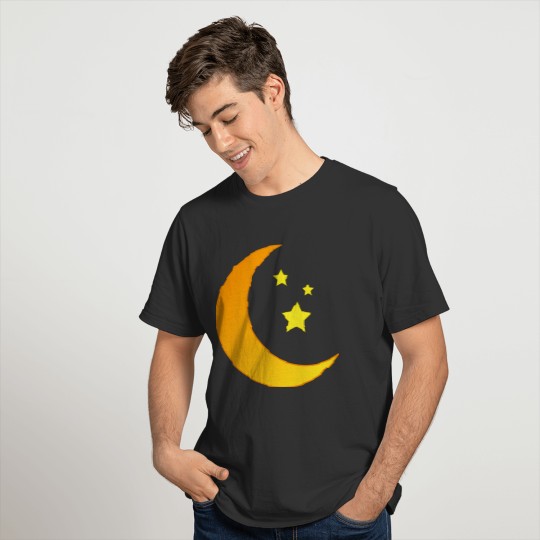 Moon and Stars Orange T Shirts
