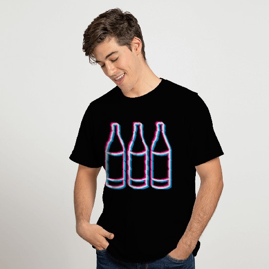 3 team friends many beer bottle alcohol drink 3d e T Shirts