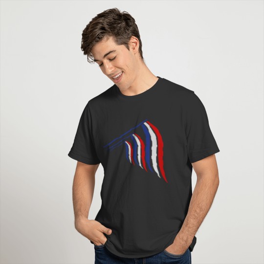3 flags hanging flagpole 3 colors France nation bl T-shirt