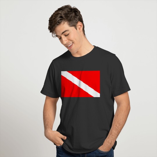 scuba divers flag red diagonal dive symbol polo T-shirt