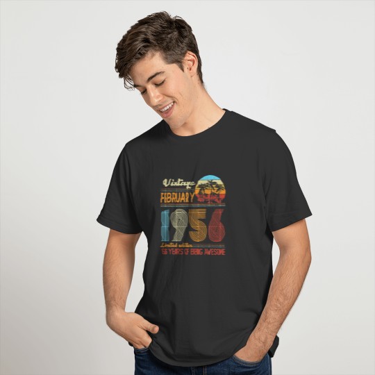 Vintage February 1956 66 Years Old 66Th Birthday D T-shirt