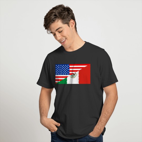united states america mexico half flag usa country T-shirt