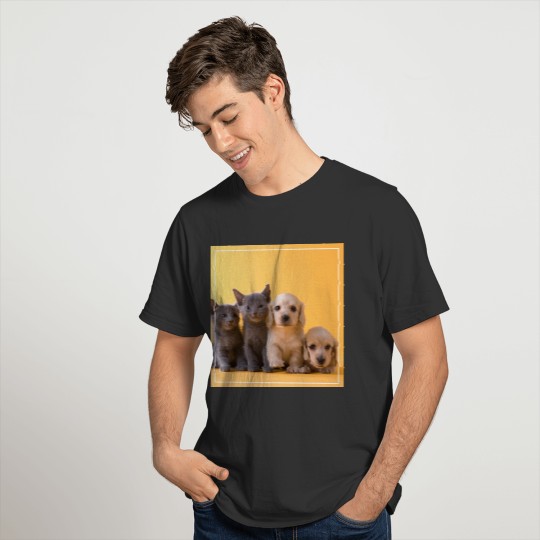 Russian Blue Kittens And Dachshund Puppies T-shirt