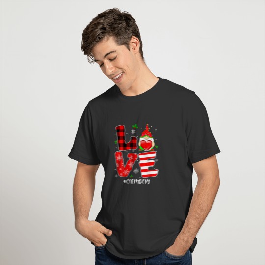 Gnome Love Chemistry Heart Red Plaid Christmas Val T-shirt