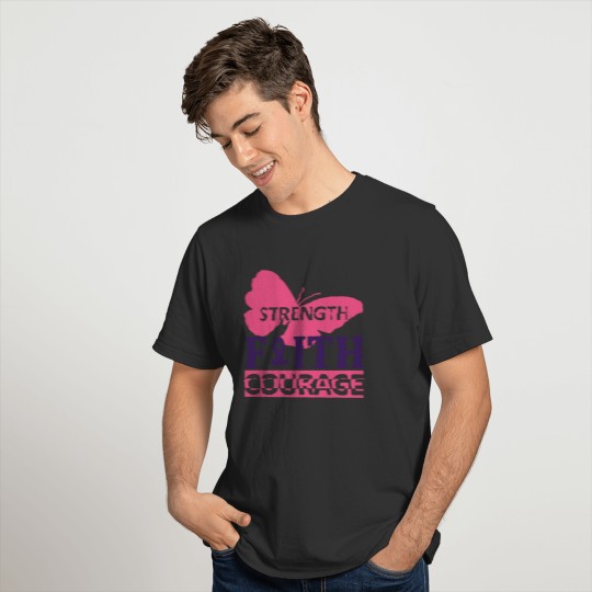 Strength Faith Courage Breast Cancer Awareness Plus Size T-shirt