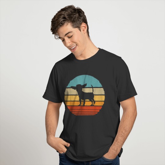 Chihuahua Dog Puppy Silhouette 60s 70s T-shirt