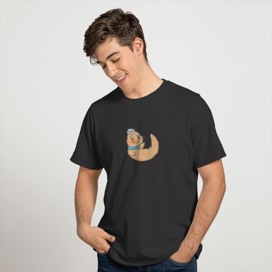 Cute Kawaii Anime - Sea Otter With Hat - Aesthetic T-shirt