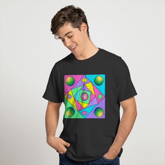 - fun geometric colorful bright T-shirt