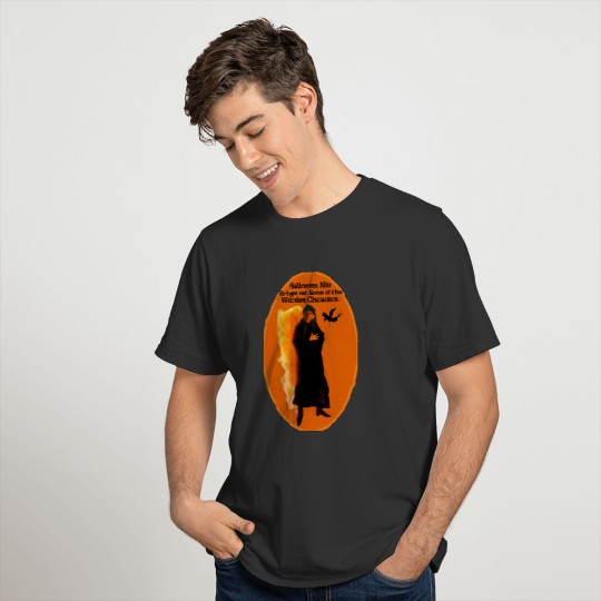 Halloween Art Weird Character in Black Text T-shirt