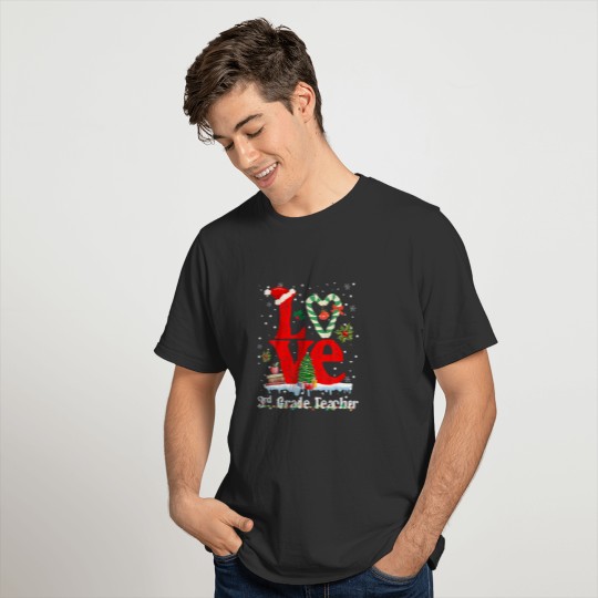 Love 3Rd Grade Teacher Student Pajama Christmas Ho T-shirt