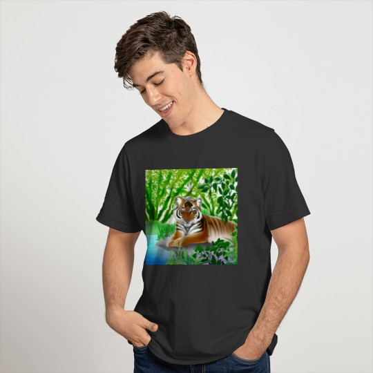 Sumatran Tiger in Jungle Kids Dark T-shirt