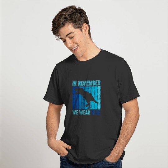 In November We Wear Blue Dinosaur Diabetes Awarene T-shirt