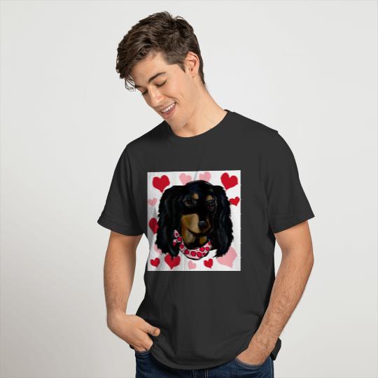 Valentine Long Haired Black Doxie T-shirt