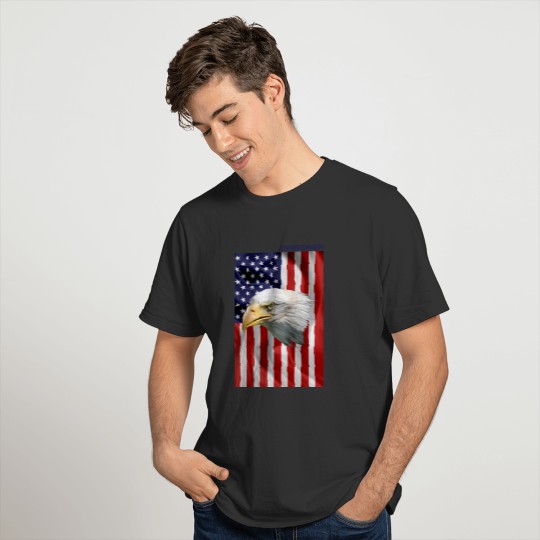 Watchful American Eagle, The USA Flag, Patriotic T-shirt