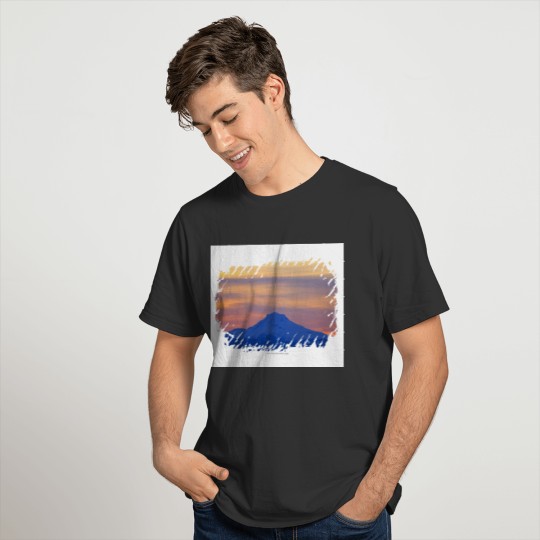 Orange Sky Snow Capped Blue Mountain T-shirt
