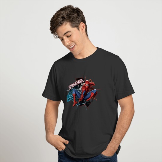 Spider-Man in Fractured Web Graphic T-shirt