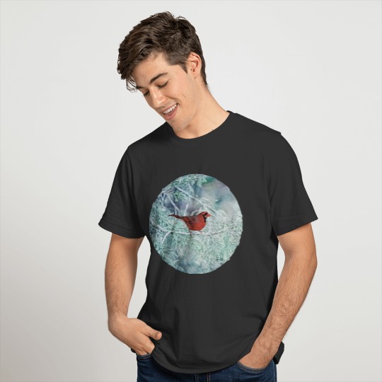 Cardinal in Snow Winter Holiday T-shirt