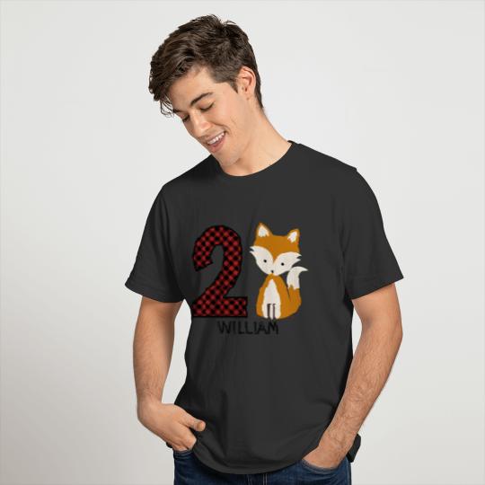 Baby Fox Plaid Second Birthday T-shirt