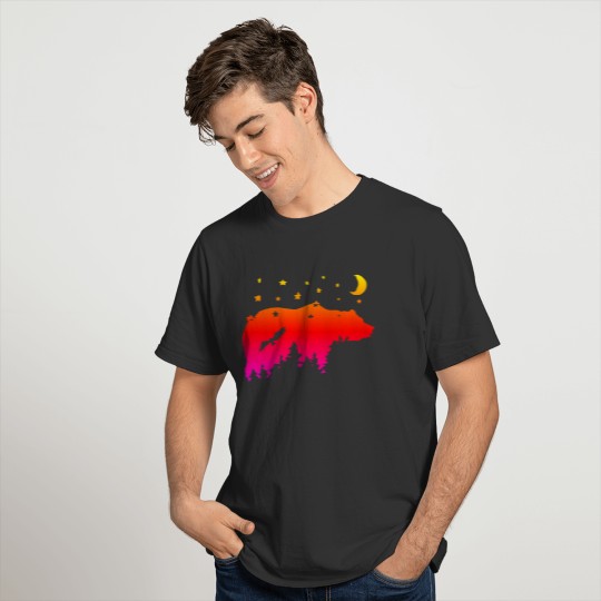Grizzly Bear Wildlife Scene Silhouette T-shirt