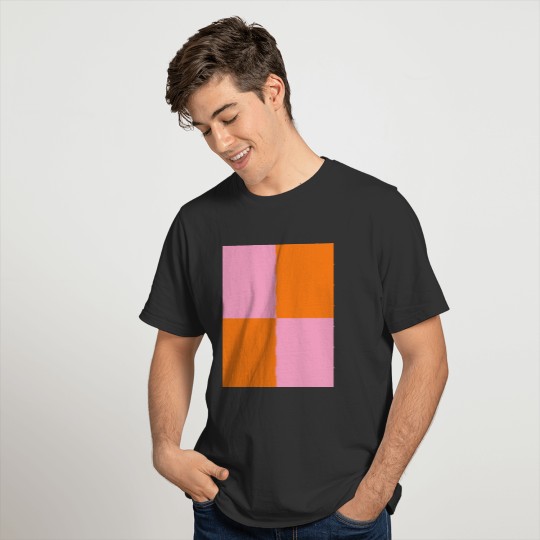 mod pink and orange squares T-shirt