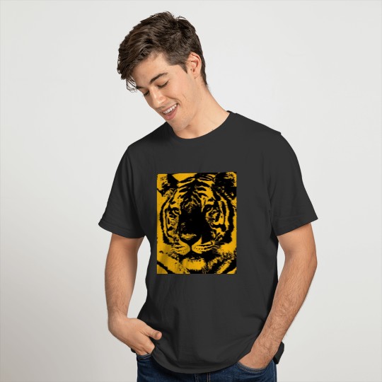 Black Yellow Pop Art Tiger T-shirt