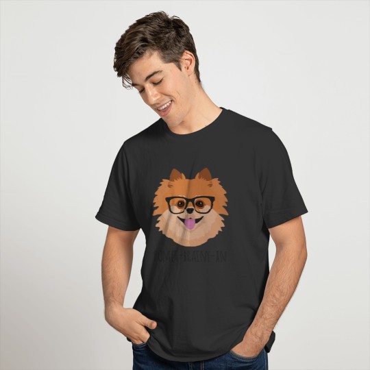 Pomeranian Dog In Nerd Glasses | POMER-BRAINY-AN T-shirt