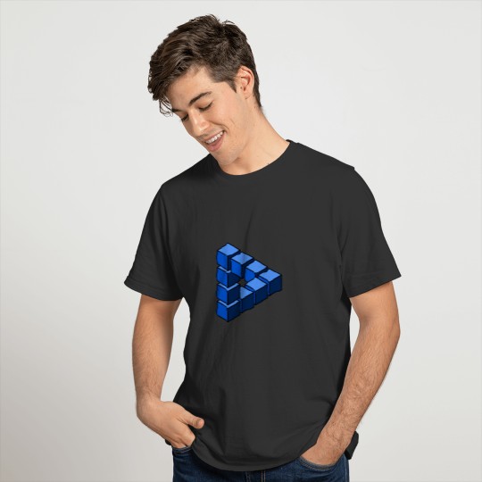 Cartoon Blue Black Toy Blocks Triangle Graphic T-S T-shirt