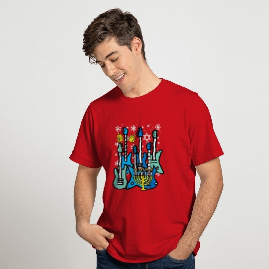 Hanukkah Guitars Chanukah Jewish Rock Rocker T Shirts