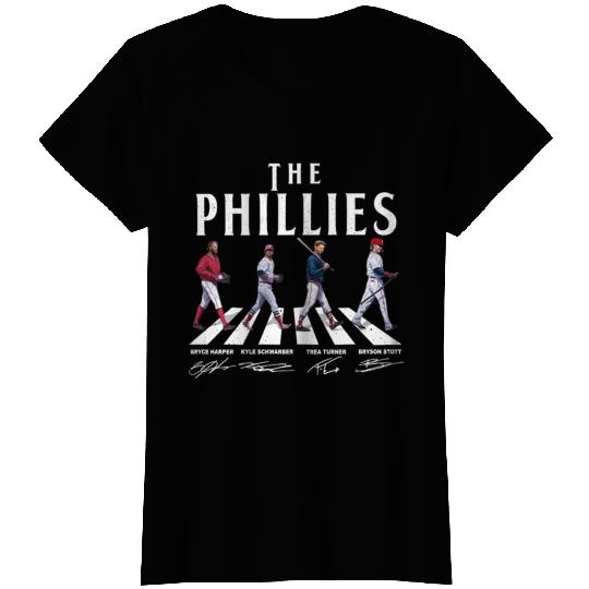 Vintage Philliess Walking Abbey Road Signatures Baseball T-Shirts