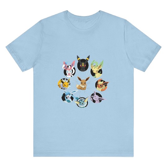 PKM Eevee T Shirts | Eevee Evolution Circle T Shirts | Video Games T Shirts | Eevee Evolutions T Shirts | Anime T Shirts | Anime Lover T Shirts
