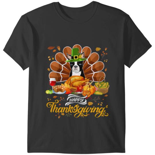 Discover Happy Thanksgiving Boston Terrier Turkey Thanksgiving T-Shirts