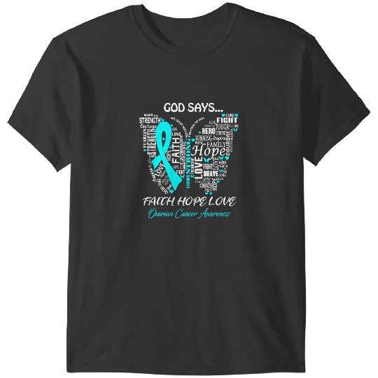 Discover Butterfly Faith Hope Love Ovarian Cancer Awareness Gifts T-Shirts