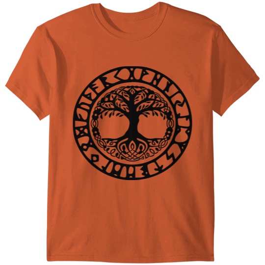 Discover Viking Yggdrasil Tree and Runes T-shirt