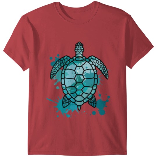 Discover Colored Sea Turtle | Artistic Paint Splotches T-shirt