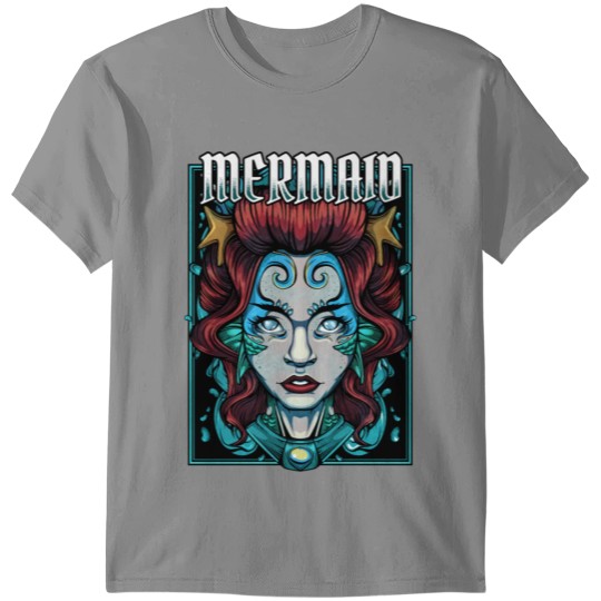 Discover Cool Mermaid Face Mythical Fairy Tale Figure Gift T-shirt
