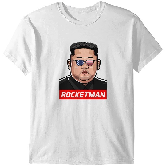 rocketman kim jong un stars and stripes sunglasses T-shirt