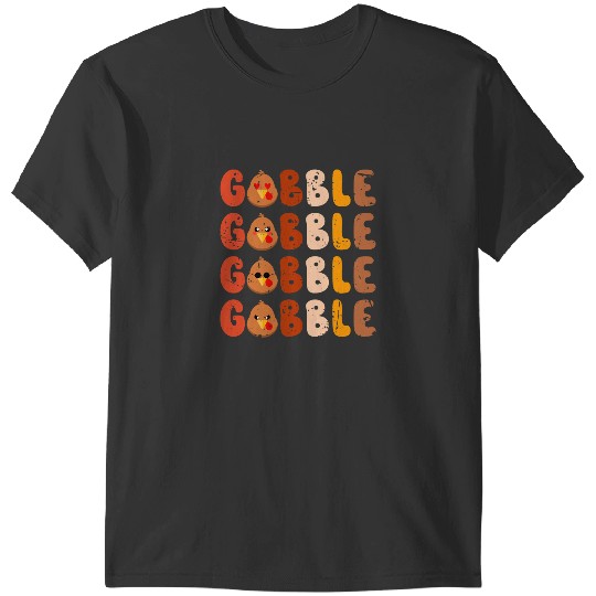 Gobble Gobble Cute Turkey Face Funny Thanksgiving T-Shirts