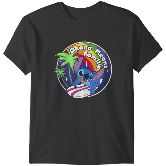 Disneyss Lilo Stitch Rainbow Surf Stitch Ohana Means Family T-Shirts