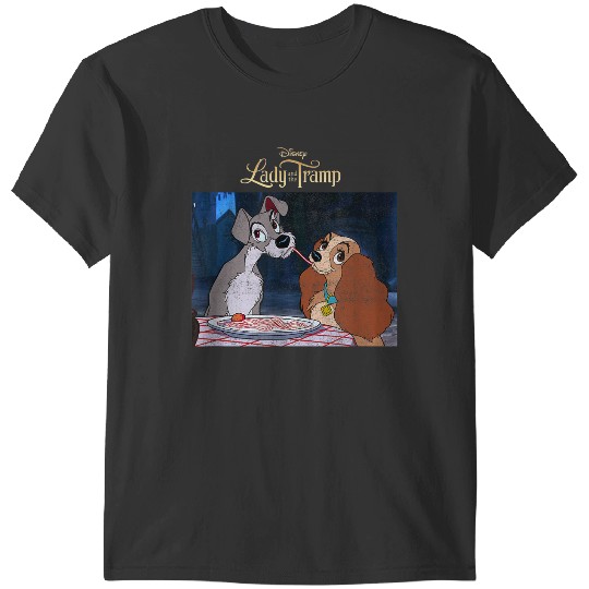 Disneyss Lady And The Tramp Classic Spaghetti Scene Poster T-Shirts