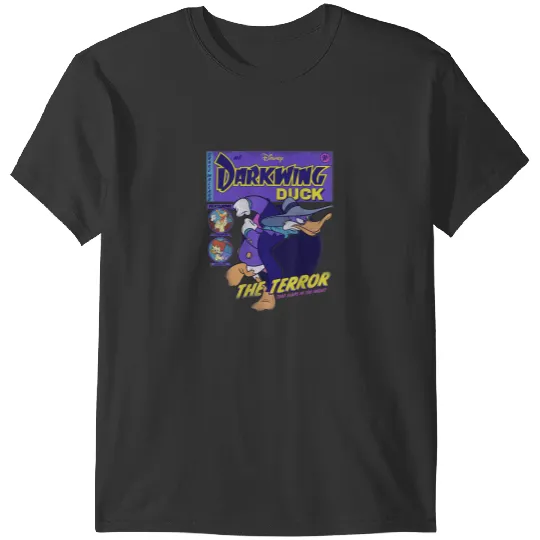 Disney Darkwing Duck Black Classic Fit Crew Neck Adult Short Sleeve T-Shirts
