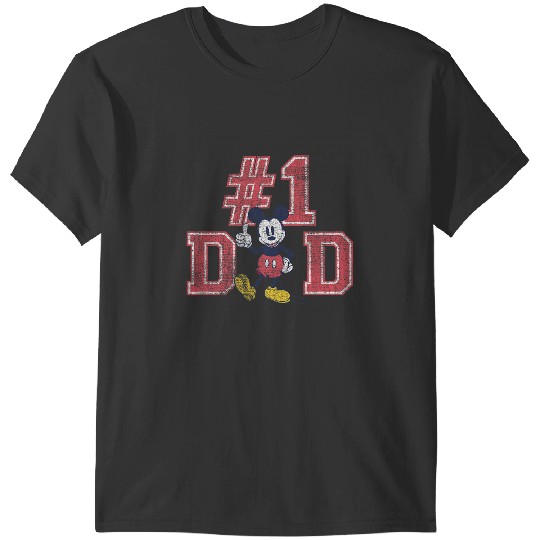 Disney Mickey Mouse Number One Dad Red Font Fathers Day T-Shirts
