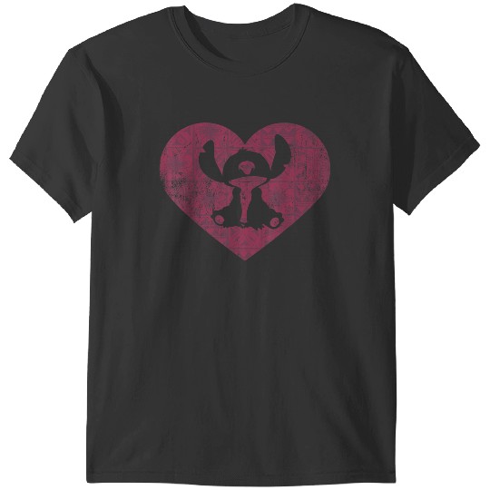 Disneyss Lilo Stitch Valentine's Day Stitch Heart Silhouette T-Shirts