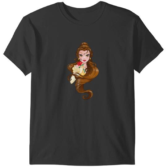 Disney Belle Black Classic Fit T-Shirt - Adult Round Neck Short Sleeve Fantasy Tee T-Shirts