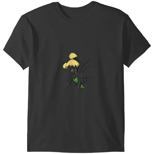 Womens Disney Peter Pan Tinker Bell Sketch Profile V-Neck T-Shirt T-Shirts